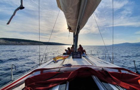 People on boat sailing in Croatia