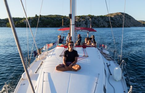 People sailing in Croatia on sailing boat