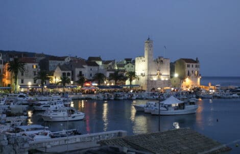 Komiza town on Island Vis by night
